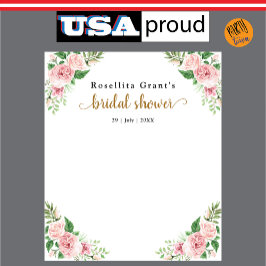 ピンクの水彩花のウェディングシャワー タペストリー