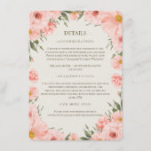 ピンクの水彩花のウェディングディテール封筒C エンクロージャーカード (正面)