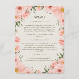 ピンクの水彩花のウェディング ディテール 封入カード C エンクロージャーカード