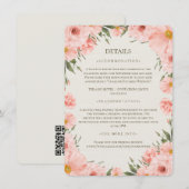 ピンクの水彩花のウェディング ディテール 封筒カバー エンクロージャーカード (正面/裏面)