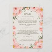 ピンクの水彩花のウェディング ディテール 封筒C エンクロージャーカード (正面/裏面)