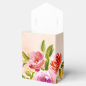 ピンクの水彩花のウェディング フェイバーボックス (オープン)