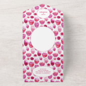 ピンクの水彩花のパタ結婚ーン オールインワン招待状 (外側)