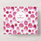 ピンクの水彩花のパタ結婚ーン オールインワン招待状 (裏面)