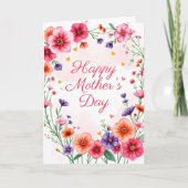 ピンクの水彩花の写真　母の日 カード (正面)