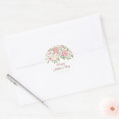 ピンクの水彩花の母の日 ラウンドシール (封筒)