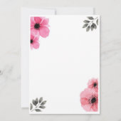 ピンクの水彩花の結婚式招待状カード 招待状 (裏面)