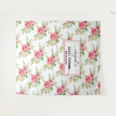 ピンクの水彩花の花のブライダルシャワー タペストリー (正面(横))