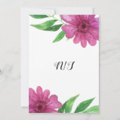 ピンクの水彩花の花 春のウェディング 招待状 (裏面)