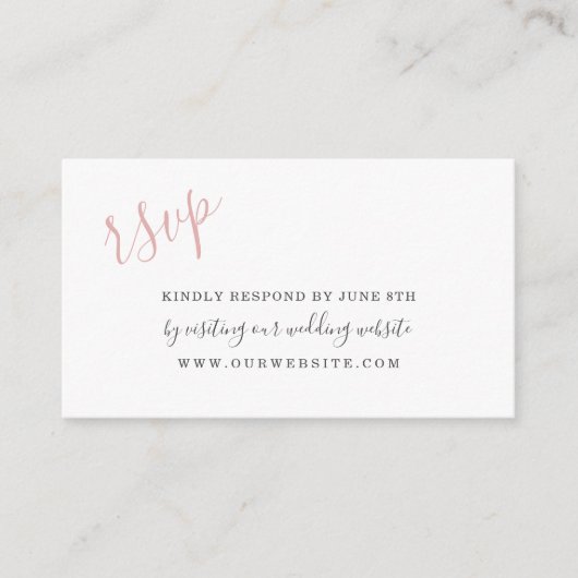 ピンクの水彩花びら ウェディングの出欠確認オンラインカード エンクロージャーカード (正面)