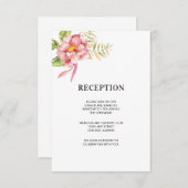 ピンクの水彩花イラスト | 結婚式の披露宴 エンクロージャーカード (正面/裏面)