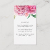 ピンクの水彩花エレガント植物性とシック 名刺 (裏面)