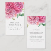 ピンクの水彩花エレガント植物性とシック 名刺 (正面/裏面)