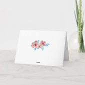 ピンクの水彩花サンキューカード サンキューカード (裏面)