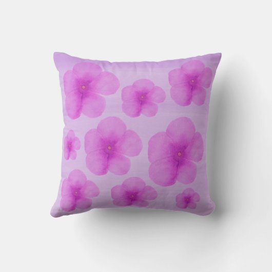 ピンクの水彩花スロー枕 クッション (裏面)