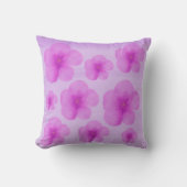 ピンクの水彩花スロー枕 クッション (正面)