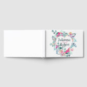 ピンクの水彩花ハート 結婚式 ゲストブック (全面)