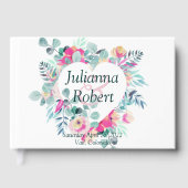 ピンクの水彩花ハート 結婚式 ゲストブック (正面)