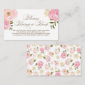 ピンクの水彩花ブックカードをお持ち下さい エンクロージャーカード (正面/裏面)