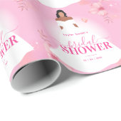 ピンクの水彩花ブライダルシャワーかわいい ラッピングペーパー (ロールコーナー)