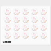 ピンクの水彩花ブライダルシャワーのお礼ギフト ラウンドシール (シート)