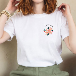 ピンクの水彩花モチーフ ママになる人へのギフト Tシャツ