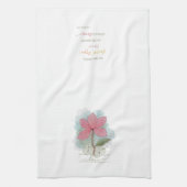 ピンクの水彩花ラブキッチンタオル キッチンタオル (縦)
