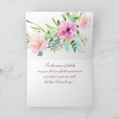 ピンクの水彩花円形フレーム オーダーメイド イースター シーズンカード (内部)