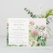 ピンクの水彩花園のリハーサルディナー 招待状 (スタンド正面)