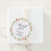 ピンクの水彩花園の少女ベビーシャワー フェイバータグ (インサイチュ)