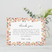 ピンクの水彩花園ベビーシャワー サンキューカード (スタンド正面)