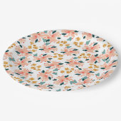 ピンクの水彩花園 ペーパープレート (アングル)