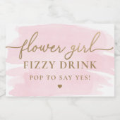 ピンクの水彩花少女の提案ラベル スパークリングワインラベル (シングルラベル)