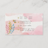 ピンクの水彩花屋ビジネスカード 名刺 (裏面)