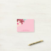 ピンクの水彩花束の机から ポストイット (デスク上)