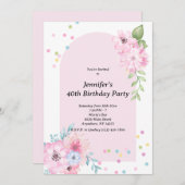ピンクの水彩花束招待状 招待状 (正面/裏面)