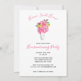 ピンクの水彩花束 |フローラ引っ越し祝いパーティー 招待状