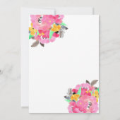 ピンクの水彩花束 |フローラ引っ越し祝いパーティー 招待状 (裏面)