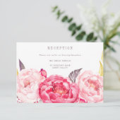 ピンクの水彩花束 英語招待状カード 招待状 (スタンド正面)