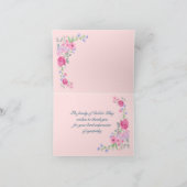 ピンクの水彩花柄の折りたためる感謝カード サンキューカード (内部)