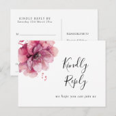 ピンクの水彩花柄の曲リクエスト受付カード インビテーションポストカード (正面/裏面)