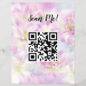 ピンクの水彩花柄ソーシャルメディアQRコード チラシ (裏面)