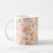 ピンクの水彩花柄 コーヒーマグカップ (左)