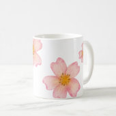 ピンクの水彩花柄 コーヒーマグカップ (正面右)