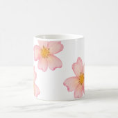 ピンクの水彩花柄 コーヒーマグカップ (中央)