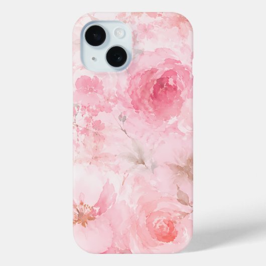 ピンクの水彩花柄 Case-Mate iPhoneケース (裏面)