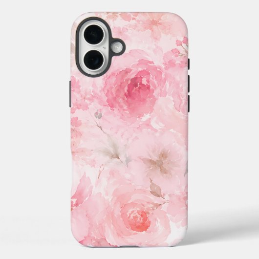 ピンクの水彩花柄 Case-Mate iPhoneケース (裏面)