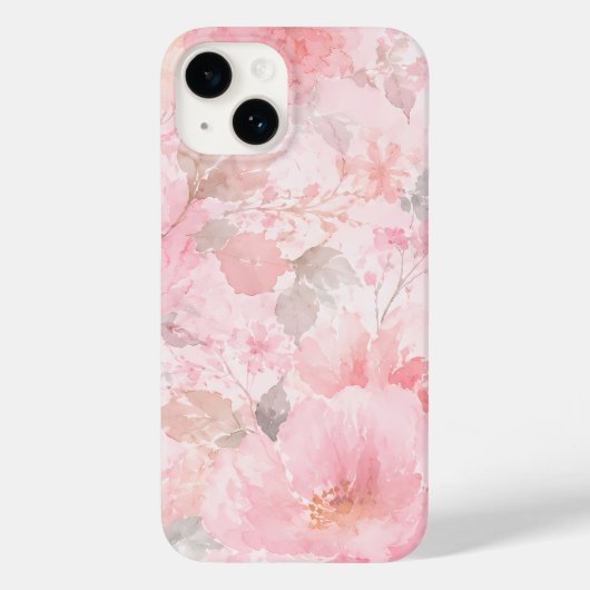 ピンクの水彩花柄 Case-Mate iPhoneケース (裏面)