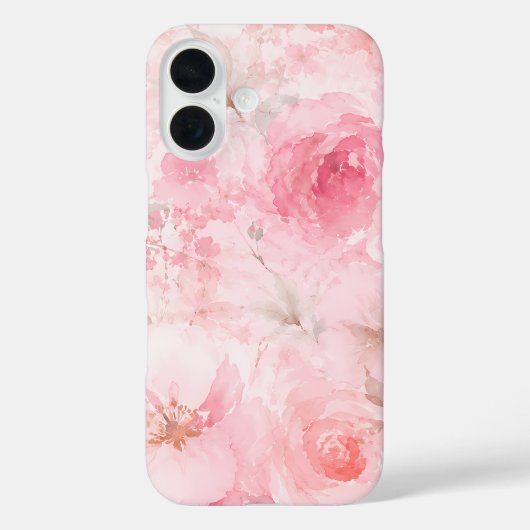 ピンクの水彩花柄 Case-Mate iPhoneケース (裏面)
