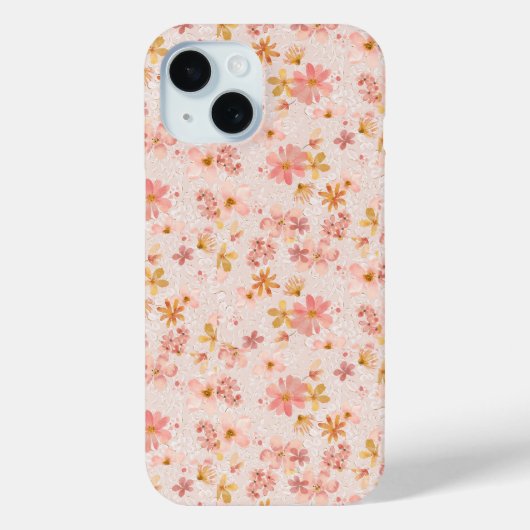 ピンクの水彩花柄 Case-Mate iPhoneケース (裏面)